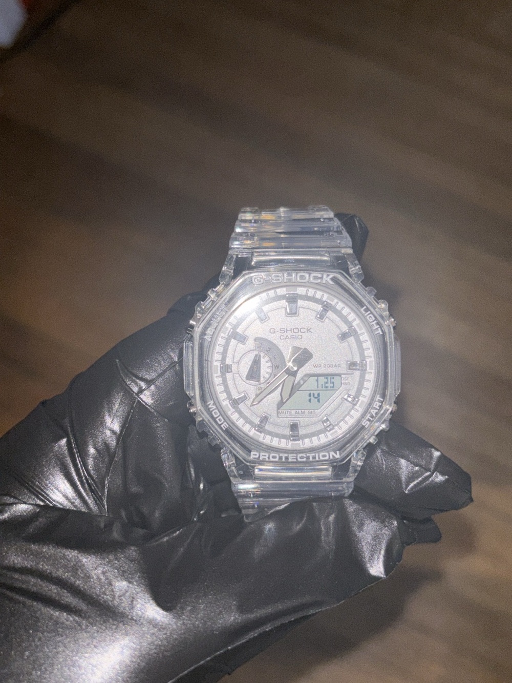G-Shock Clear Transparent Resin Watch with Silver Dial